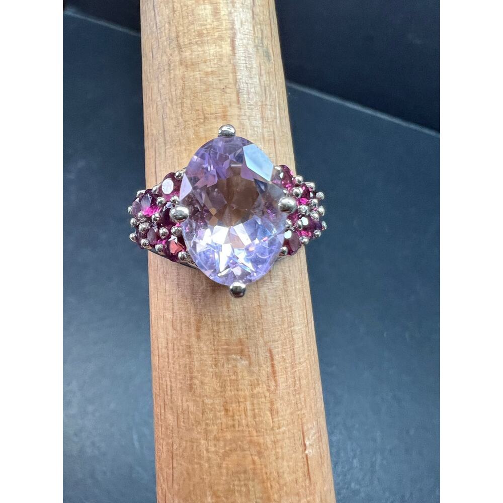 Sterling Silver Amethyst Rhodolite Garnet Ring Size 10
